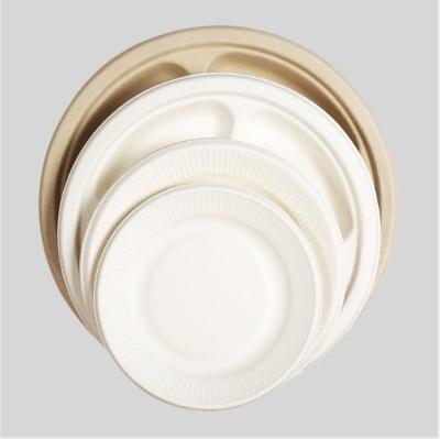 China Environmental Friendly Degradable Disposables Dinnerware Tableware Compostable Bagasse Paper Plate Pulp Bagasse Plate for sale