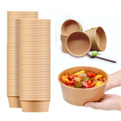 China ODM / OEM Embalagens Alimentares Redondas Biodegradáveis Eco-Amigáveis Embalagens Para Remover Salada Rapida Caixa de Embalagem de Papel Kraft à venda