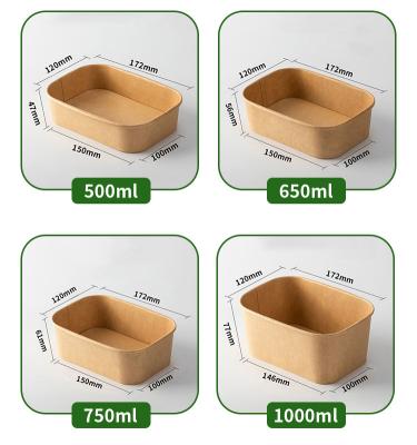 Cina Disposable Kraft Paper Lunch Box Custom Logo Square Set For Packaging Fruit Fast Food Light Meals Salad in vendita