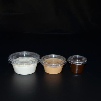 China Custom Compostable PLA Disposable Dessert Sauce Cups Biodegradable Portion Souffle Cups With Seal Lid en venta