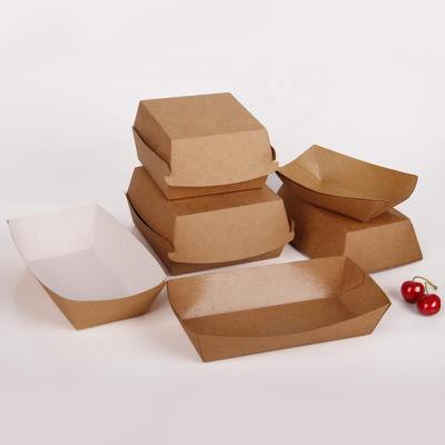 China Disposable Corrugated Burger Box and French Fries Box Kraft Paper Packaging Box for Hamburger for sale