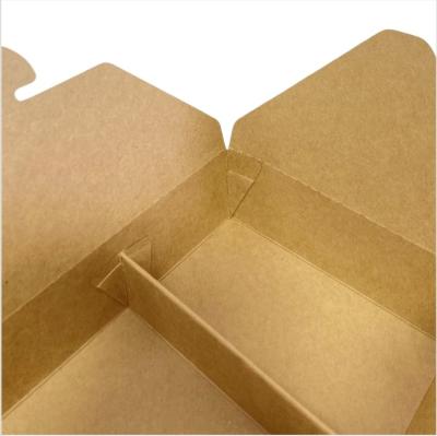 中国 Wholesale Biodegradable 2 Compartments Fast Food Compartment Container Take Out Brown Kraft Paper Food Lunch Box 販売のため