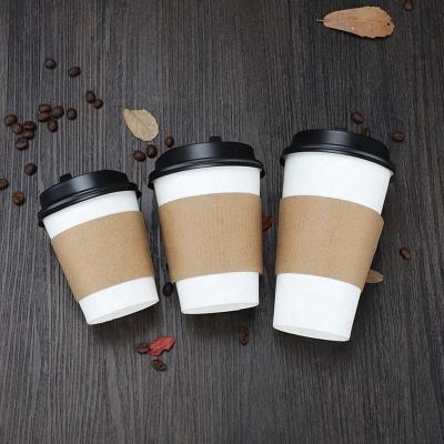 China Custom Logo Corrugated Cardboard Paper Cup Jacket for Hot and Cold Drinks Kraft Coffee Cup Sleeves for sale