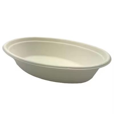 China Eco-amigable Caña de azúcar desechable biodegradable sostenible microondas oval ensalada de plato sopa de frutas en venta