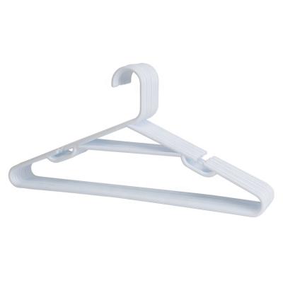 China Factory supply contemporary space saving notched plastic hangers with white standard tie rod hangers for sale