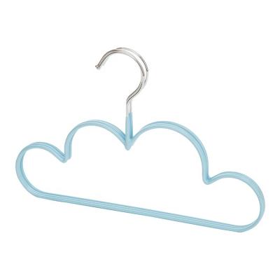 China 2021 High Quality Contemporary Bulk Non Slip PVC Coated Wire Clothes Kids Hanger Sky Blue For Household for sale