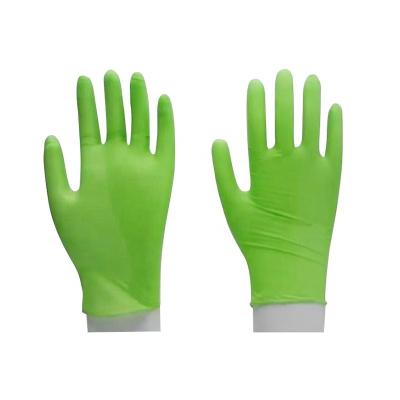 China Disposable Green Nitrile Anti-Slip Gloves for sale