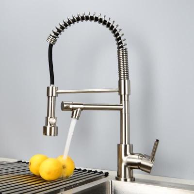 China Multi-Function Sink Gold Pull-Down Spring Faucet Sense Faucets Kitchen Cold And Hot Water Faucet Bridge Type for sale