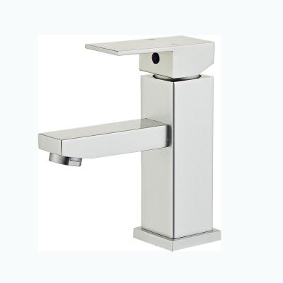 China Metered Faucets Space White Square Aluminum Single Hole Hot Cold Faucets Mixers Taps Waterfall Basin Faucet for sale