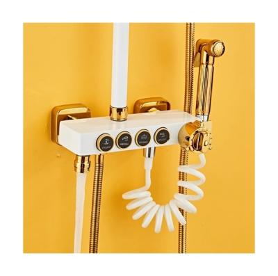 China Factory sale various constant outlet water temperature+Button shower wash room shower set white gold shower set for sale