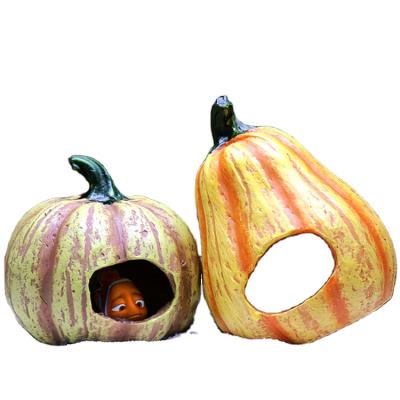 China JR Viable Aquarium Landscaping Ornaments Pumpkin Ornaments Aquarium Cartoon Resin Ornaments Fish Shrimp Pumpkin Hiding House for sale