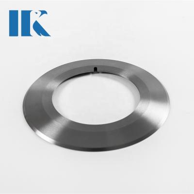 China Custom Cold Double Bevel Double Bevel D2 Circular Knives Round Lid Dish Cutting Machine Cold Bevel Knife Blade for sale