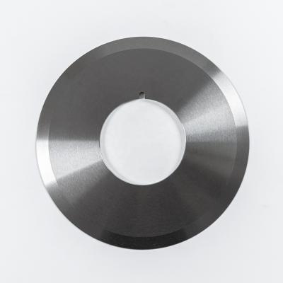 China Industrial Process Use 150mm Diameter D2 Tool Steel Slitter Paper Blades Double Bevel Edge Circular Slitter Blade for sale