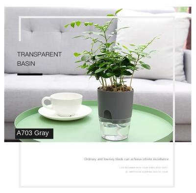 China New Design Feature Self Watering Plant White Gray Plastic Pot Indoor Practical High End Beautiful Flower Pot for sale