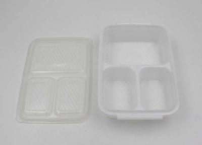 China Witte Plastic Lunchdozen met Compartimenten, Beschikbare Voedselcontainers met Deksels Te koop