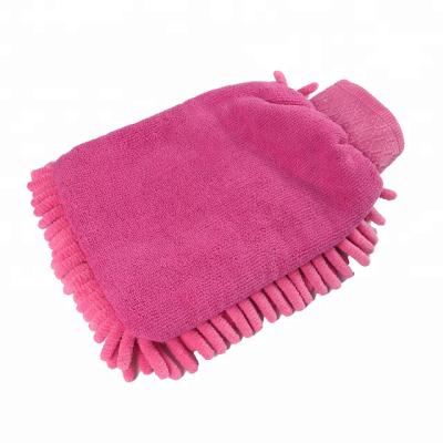 China Microfiber Terry Cloth Chenille Double Side Microfiber Lint Free Wash Glove for sale