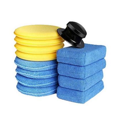 China High Density Soft Auto Detailing Foam Car Microfiber Wax Pad Applicator Set for sale