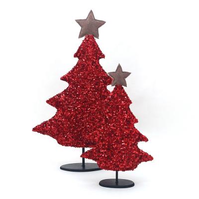 China Indoor Decoration SOTE SD1002 Custom Sequin Design Soft Red Stuffed Christmas Tree Decoration for sale