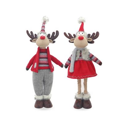 China Fabric SOTE L10112AB Retractable Christmas Red Standing Deer Stuffed Toys 75CM Decor Holiday Christmas Home Deer for sale