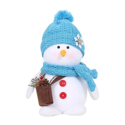 China Christamas Decoration SOTE Christmas Kids Toys Stuffed Snowman Ornaments Blue Christmas Kids Dolls Christmas Standing Snowman for sale