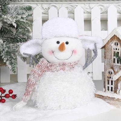 China X1042 Christamas Decoration SOTE X1042 Adorable White Knitted Snowman Cotton Christmas Standing Snowman With Hat for sale