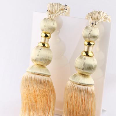 China Traditional factory convenient multiple curtain accessories gold tassel tiebacks curtain hanging tie tieback tassel ball for sale