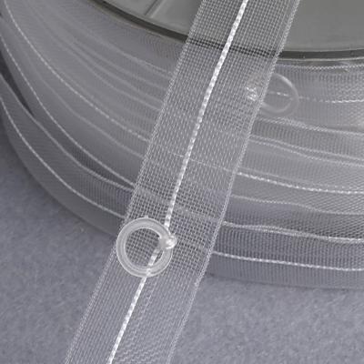 China Traditional curtain tape Factory direct sale Home Decorative Accessories Durable Wave Fold Nylon Transparent Curtain Tape With Ring for sale