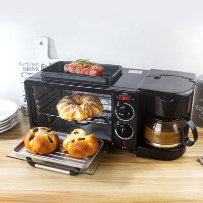 China RV Inventory Spot.Electric Oven Toaster Grill Pan with Automatic Drip Coffee 4 in 1 3 in 1 Makers Breakfast Maker for sale