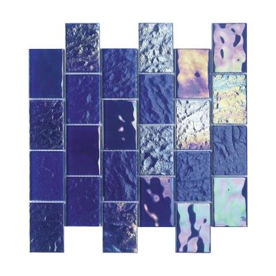 China New Modern Rainbow Metro Aqua Blue Rainbow Metro Blue Lagoon Iridium Swimming Pool Tiles Mosaic for sale