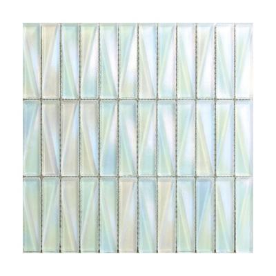 China Modern Wholesale Rainbow Effect Spa Swimming Pool Iridescent Luxury Glass Mosaic Tile for sale