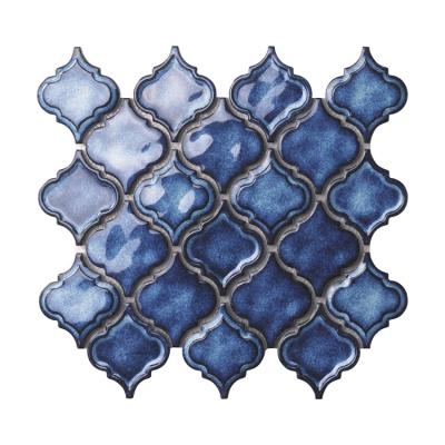 China CLASSIC Reuse Glass Digital Printing Lantern Pool Solid Glass Mosaic Tiles Retro Dark Blue Floor Wall Mosaic Tiles for sale