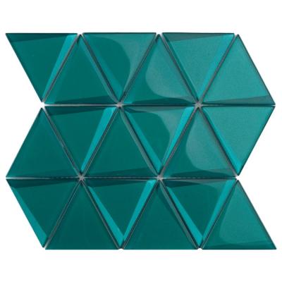 China Modern Custom 3d Mirror Hewn Turquoise Green Craft Arrow Glass Mosaic Tiles For Subway Bathroom Decor for sale