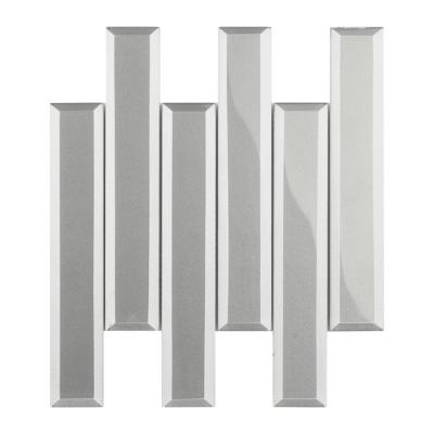 China Modern Custom Luxury 3d Mirror Opens Ash Beveled Gloss Mosaic Tiles Linea Gray Mosaic Tile for sale