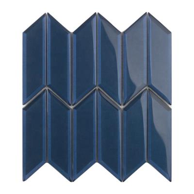 China Modern 3d Arrow Mirror Dark Blue Kitchen Bathroom Commercial Area Wall And Floor Hewn Gloss Mosaic Tiles for sale