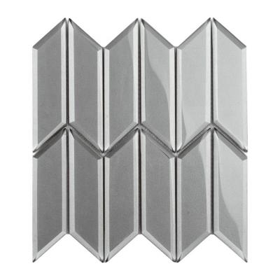 China Modern 3D Hewn Arrow Shapes Gray Glossy Mirror Kitchen Bathroom Floor And Wall Glass Mosaic Tile for sale