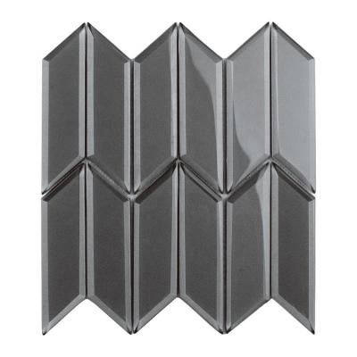 China Modern 3d Beveled Mirror Gray Gloss Arrow Mosaic Tiles Mirror Gray Kitchen Bathroom Wall Glass Mosaic for sale