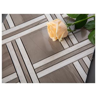 China Modern Gray Perlino Marble Scottland Style Wall Mosaic Tile Novo Grid Waterjet Cross Stone Floor Travertine for sale