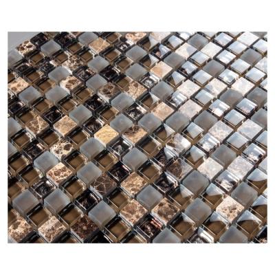 China Wholesale Emperador Glass Modern Matt Shining Mosaic Til Bathroom Lmosaic Kitchen Tiles Wallpaper Brown Glass Mosaic Tiles For Swimmi for sale