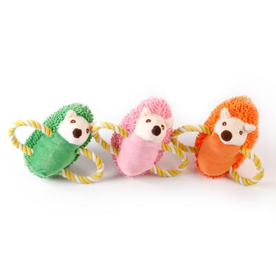 China Squeaky Chew Toy Training Stuffed Dog Plush Toy With Rope Stuffed Pet Dog Toys Hedgehog Puppy Viable Pet Bite for sale