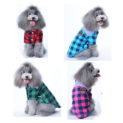 China New Autumn Viable Wholesale Winter Clothes Dog Fleece Plaid Shirt Pet Clothes For Small Medium Pets for sale