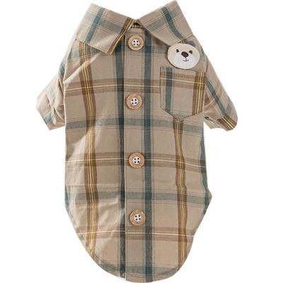 China Style Sustainable Net Red Pet Clothes Small Dog Clothes Spring And Autumn Shirt Teddy Thin Pet Plaid Shirt for sale