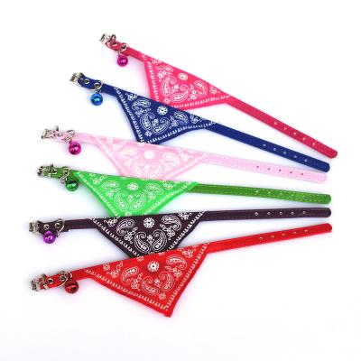 China Durable Adjustable Pet Cat Collar Dot Scarf Collar PU Leather Triangle Bandanas For Dogs for sale