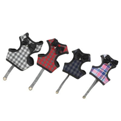 China 2021New Fashion Japanese Pet Harness Custom Cat Harness Plaid Printing Pet Breathable Soft Back Products for sale