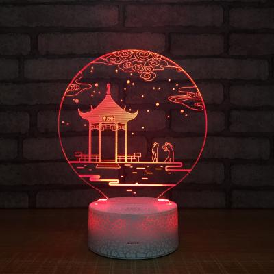 China new special gift item  Crackle base 3D acrylic led small night light, small led table lamp  with 7 colors for sale