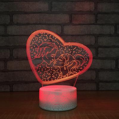 China new special gift item  Crackle base 3D acrylic led small night light, small led table lamp  with 7 colors for sale