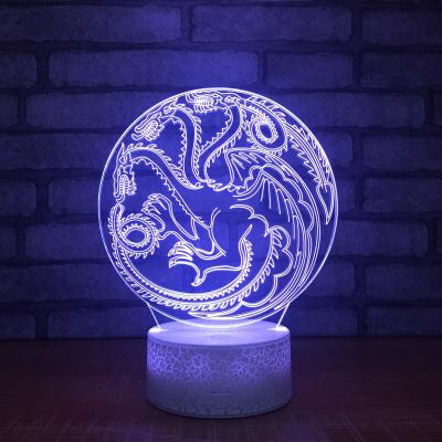 China 2018 Unique and innovative led table lamp, Acrylic 3D laser led lamp night light with special crackle base for sale