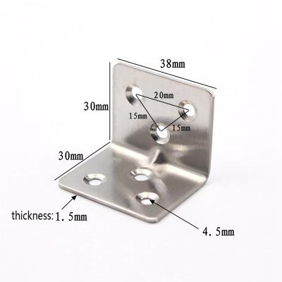 China Metal Sheet Stamping Parts Funiture Use Stainless Steel Brace Corner Bracket 4 Double Holes for sale