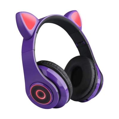 China New Cat Earphone BT 5.0 AirPlay 2022 Wireless Noise Reduction LED Earphone Cute Girl HD Earphone for sale