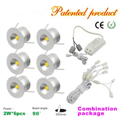 China Mini 2W LED Spotlight + LED Driver+ Wire Kit Recessed LED Cabinet Spotlight LED Lamp for sale