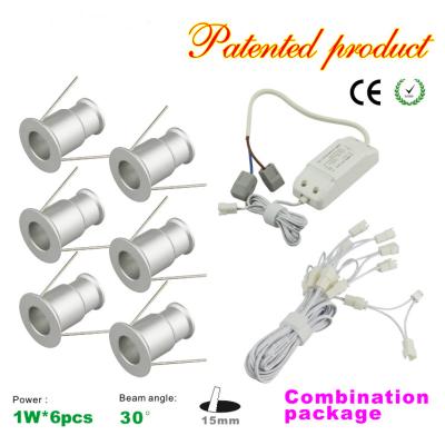 China Mini 1W LED Downlight 6pcs+LED Drive Kit Dimmable Recessed LED spotlight for sale